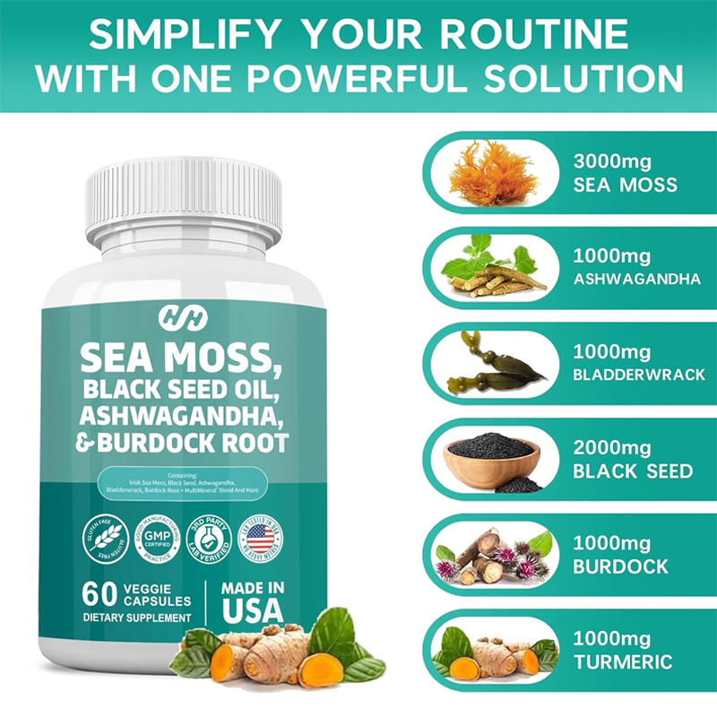 Black Seed Oil Capsule - 60 Kapsul 7000mg Rumput Laut 4000mg