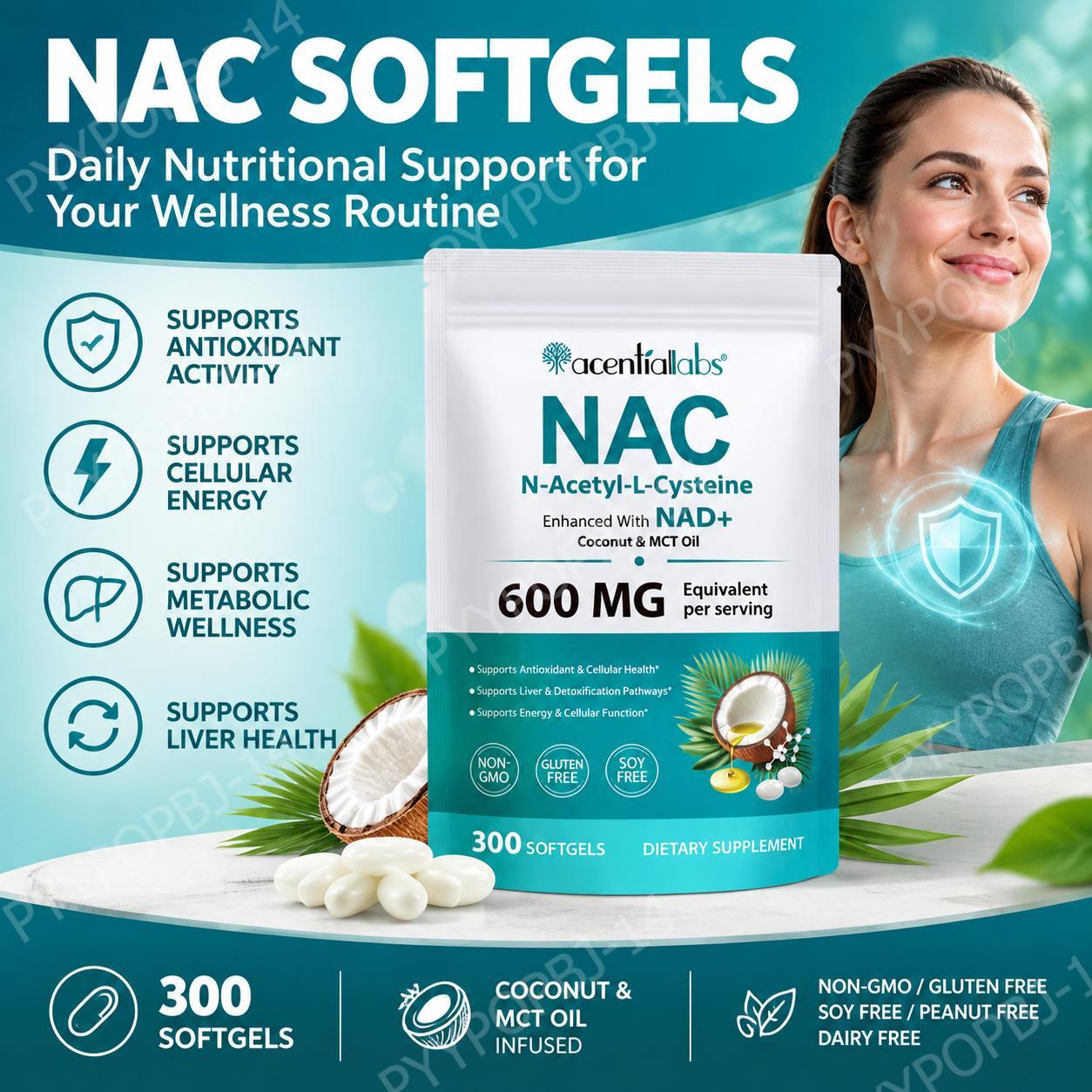 AcentiaLabs NAC Softgels denga - Mct Oil Coconut ulasan dan harga